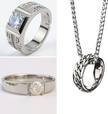 KURMASHOP Stainless Steel Sterling Silver Silver, White Jewellery Set(Pack of 3)