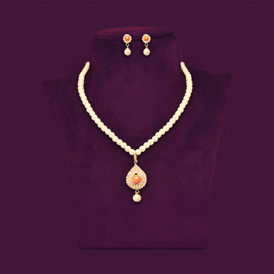 kashvi pearls and jewellers Shell Gold-plated White Jewellery Set(Pack of 1)