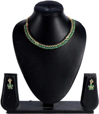 YOGITACREATIONS Alloy Gold-plated Gold, Green Jewellery Set(Pack of 1)