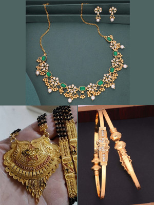 Sangria Brass Gold-plated Multicolor Jewellery Set(Pack of 3)