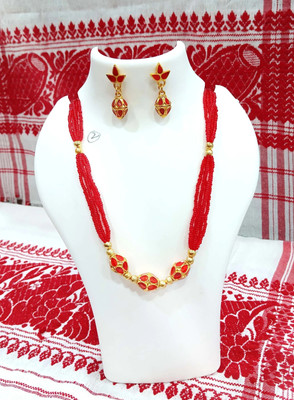 shree balaji gold Brass, Copper, Dori Red Jewellery Set(Pack of 1)