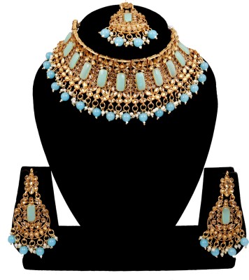 soni craft Alloy Gold-plated Turquoise Jewellery Set(Pack of 2)