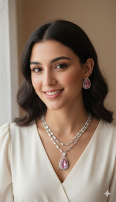 Shri Alloy Pink Jewellery Set(Pack of 1)