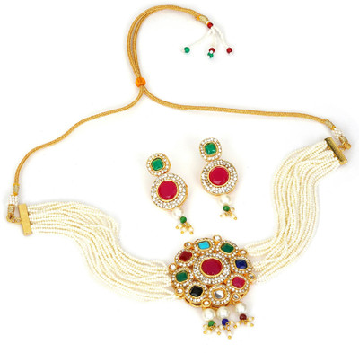 SHUBHAM JEWELLERS Alloy Gold-plated Multicolor Jewellery Set(Pack of 1)
