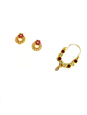 NIKYANKA Brass Gold-plated Pink Jewellery Set(Pack of 1)