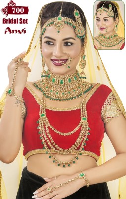 shree samarth Alloy Gold-plated Green Jewellery Set(Pack of 1)