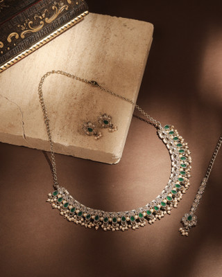 Saloni Fashion Jewellery Alloy Gold-plated Green Jewellery Set(Pack of 4)