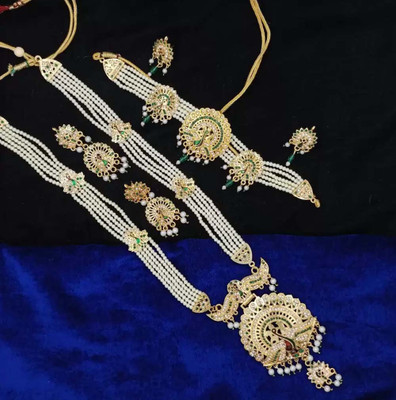 Arti creations Glass, Alloy Gold-plated Multicolor, Gold, Green, Red Jewellery Set(Pack of 1)