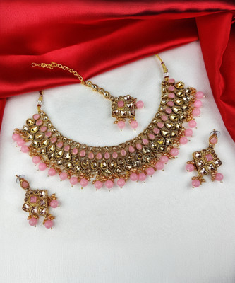 Orbis Alloy Gold-plated Pink Jewellery Set(Pack of 1)