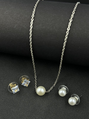 BOGHRA SALES Copper, Alloy Gold-plated, Silver White, Silver Jewellery Set(Pack of 1)