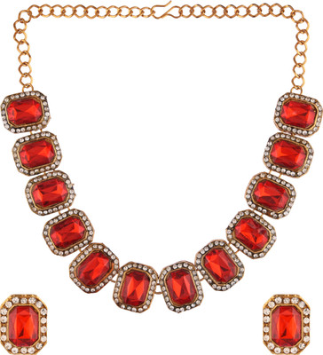 CATALYST Crystal Gold-plated Red, White Jewellery Set(Pack of 1)