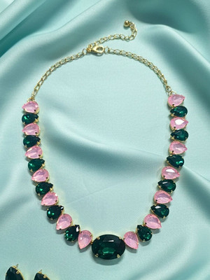 Dressberry Alloy Gold-plated Pink Jewellery Set(Pack of 3)