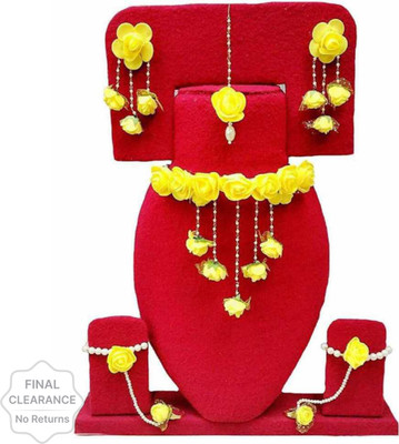 shivay Fabric, Plastic Yellow, White Jewellery Set(Pack of 1)