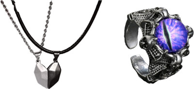 ruby collection Alloy Silver, Black, Purple Jewellery Set(Pack of 2)