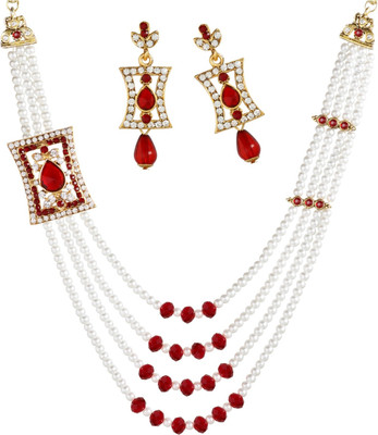 Styylo Jewels Alloy Gold-plated Gold, Maroon, White, Multicolor Jewellery Set(Pack of 1)