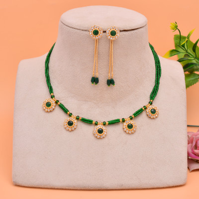 mohit jewellers Brass Gold-plated Multicolor Jewellery Set(Pack of 1)