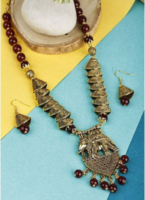 SKG Fashion Store Alloy Gold-plated Maroon, Gold Jewellery Set(Pack of 1)