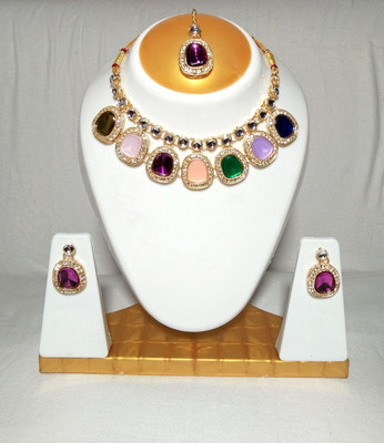 Depanu Brass Gold-plated Multicolor Jewellery Set(Pack of 1)