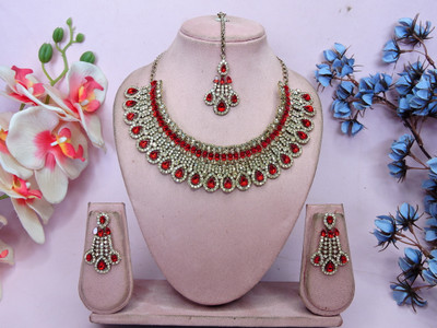 VATSALYA creation Alloy Gold-plated Red Jewellery Set(Pack of 1)