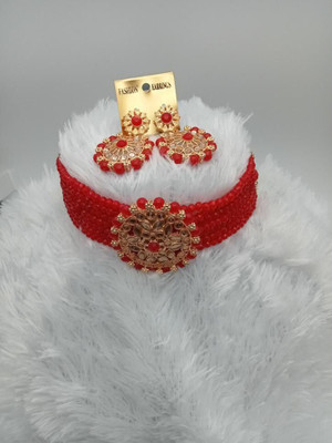 MAYRA TRADING Alloy Gold-plated Red Jewellery Set(Pack of 2)