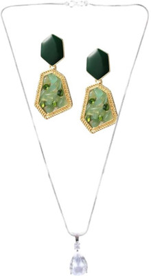 SRK Fashions Stone White, Green Jewellery Set(Pack of 1)