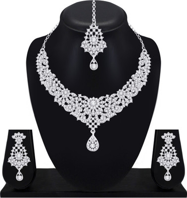 Rukma Alloy Rhodium White Jewellery Set(Pack of 1)