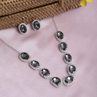 DEGHLAM Brass Sterling Silver Black Jewellery Set(Pack of 3)