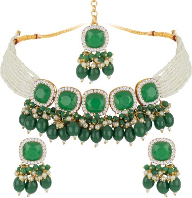 SPARGZ Alloy Gold-plated Green Jewellery Set(Pack of 1)