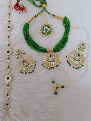 SHIRISHA Brass Gold-plated Green Jewellery Set(Pack of 1)