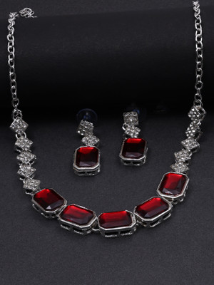 SAIYONI Alloy Silver Red Jewellery Set(Pack of 3)