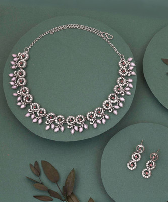 Divastri Brass Gold-plated Silver, Pink Jewellery Set(Pack of 1)