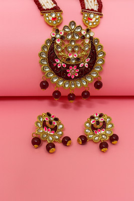 Arika Alloy Gold-plated Maroon Jewellery Set(Pack of 1)