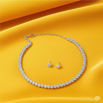 V.V. Sons Alloy Silver Silver, White Jewellery Set(Pack of 1)