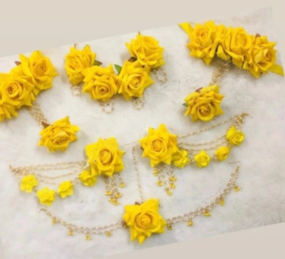 Masoom Fabric Yellow Jewellery Set(Pack of 4)
