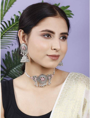 Anamya Collections Alloy Pink Jewellery Set(Pack of 1)