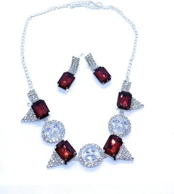 Ashalite Alloy Ruby Red Jewellery Set(Pack of 1)