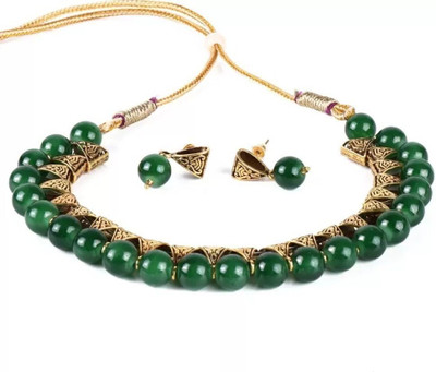 YOGITACREATIONS Alloy Gold-plated Green, Gold Jewellery Set(Pack of 1)