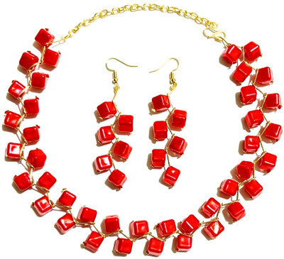 UTTARAI Alloy Gold-plated Red Jewellery Set(Pack of 1)