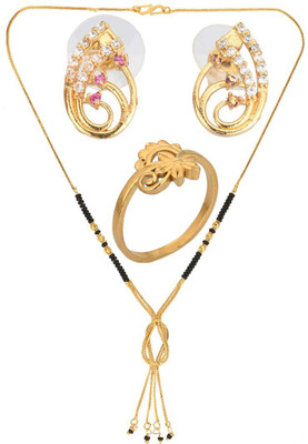 AanyaCentric Alloy Gold-plated Gold Jewellery Set(Pack of 4)