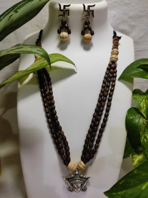 Hearts and Crafts Wood Brown Jewellery Set(Pack of 1)