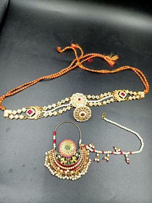 Mk Jewellery Alloy Gold-plated Red Jewellery Set(Pack of 1)