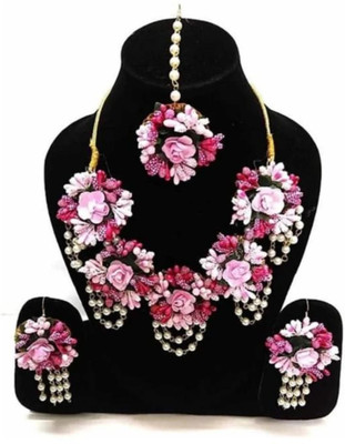 prime shopy Fabric Pink Jewellery Set(Pack of 1)