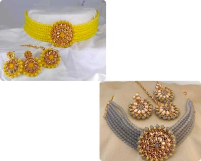 RAHUL TRADERS Alloy Gold-plated Grey, Yellow Jewellery Set(Pack of 2)