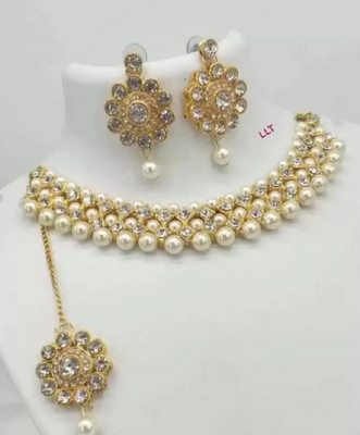 jatin imitation Metal Gold-plated White Jewellery Set(Pack of 3)
