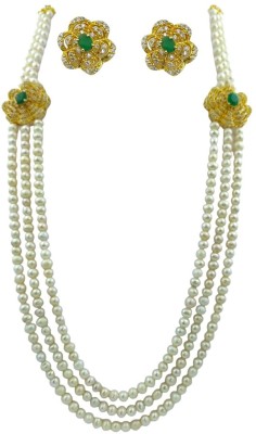DD Pearls Mother of Pearl Gold-plated White, Green Jewellery Set(Pack of 3)