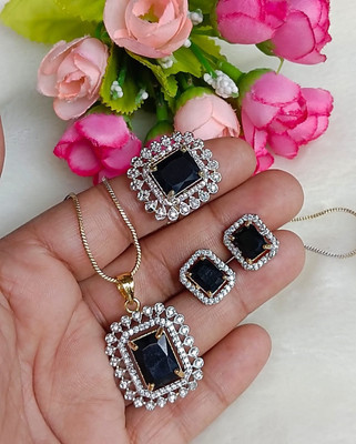 DENICRAAS Alloy Gold-plated Black, Gold Jewellery Set(Pack of 4)