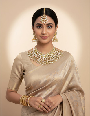 Khedadevi International Alloy Gold-plated White Jewellery Set(Pack of 1)