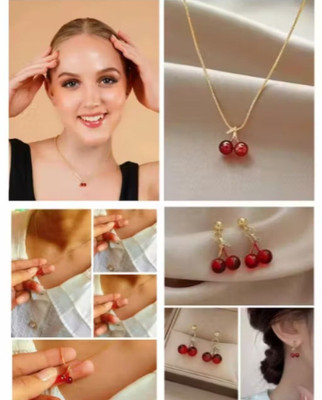 SawariyaaSeth Brass Gold-plated Red Jewellery Set(Pack of 1)