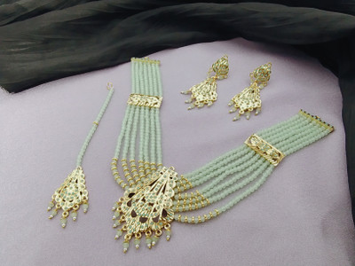 Sagalite Brass, Alloy Gold-plated Green Jewellery Set(Pack of 4)