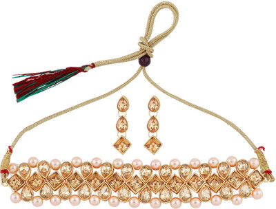 NM CREATION Alloy Gold-plated Gold, White Jewellery Set(Pack of 1)